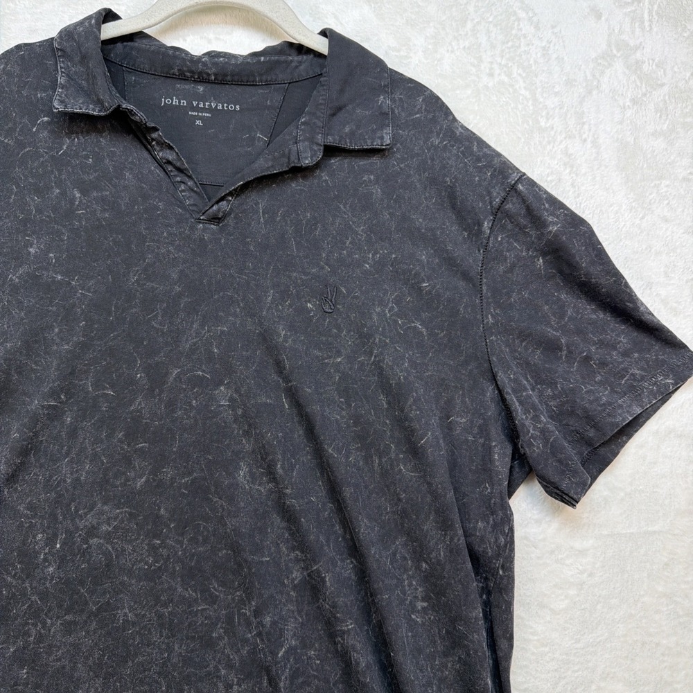 John Varvatos Polo Shirt Mens XL‎ Black Short Sleeve Casual Designer